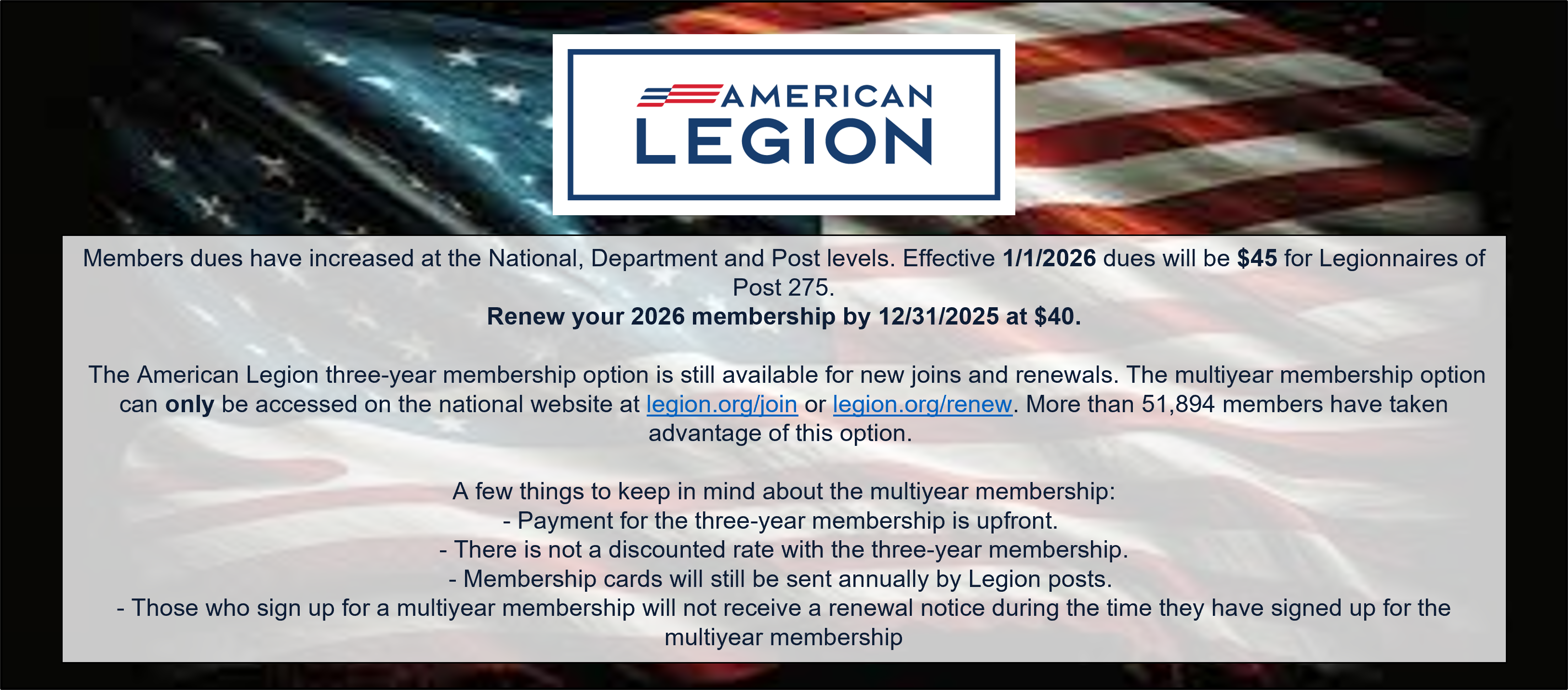Dues Increase