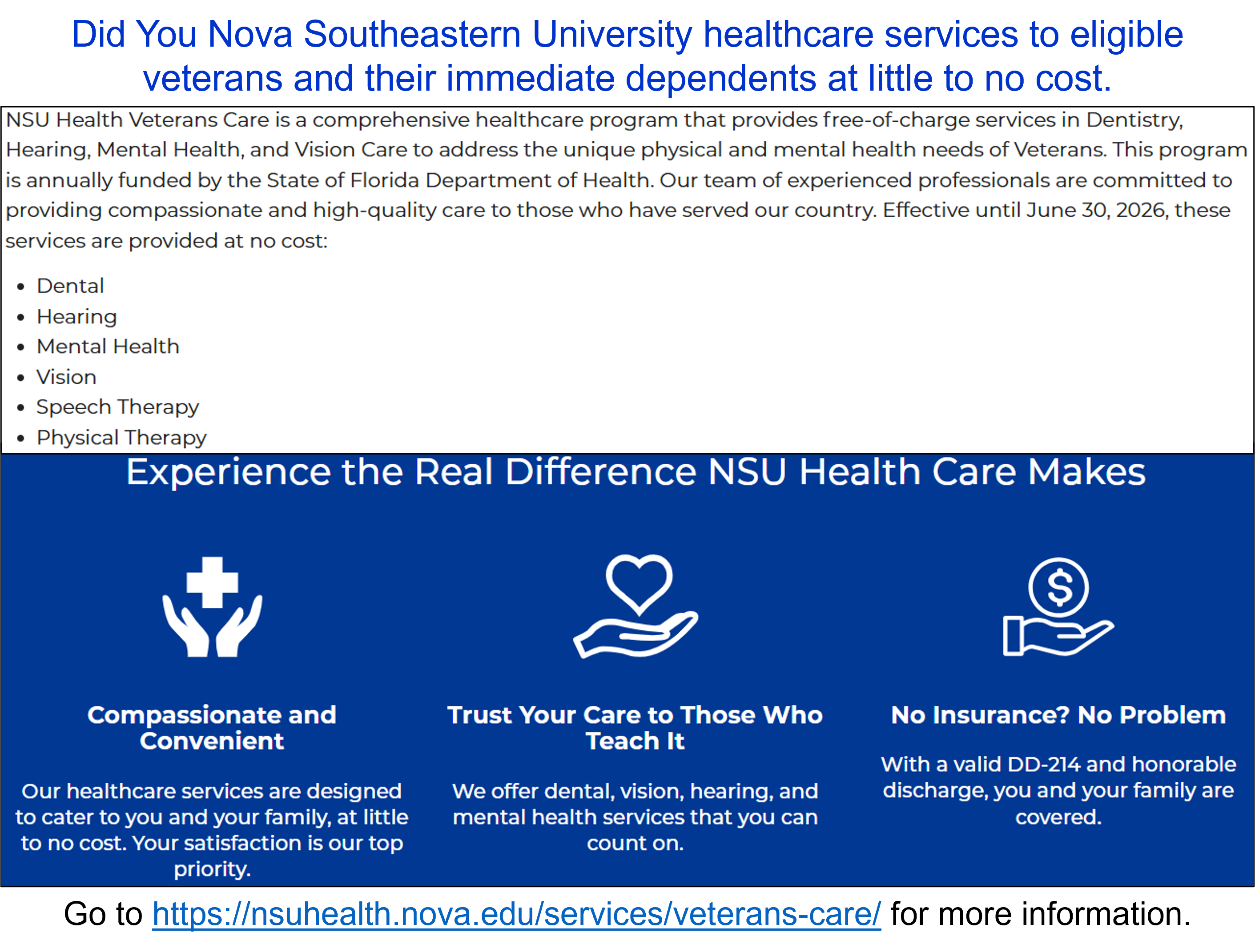 NSU Healthcare For Veterans